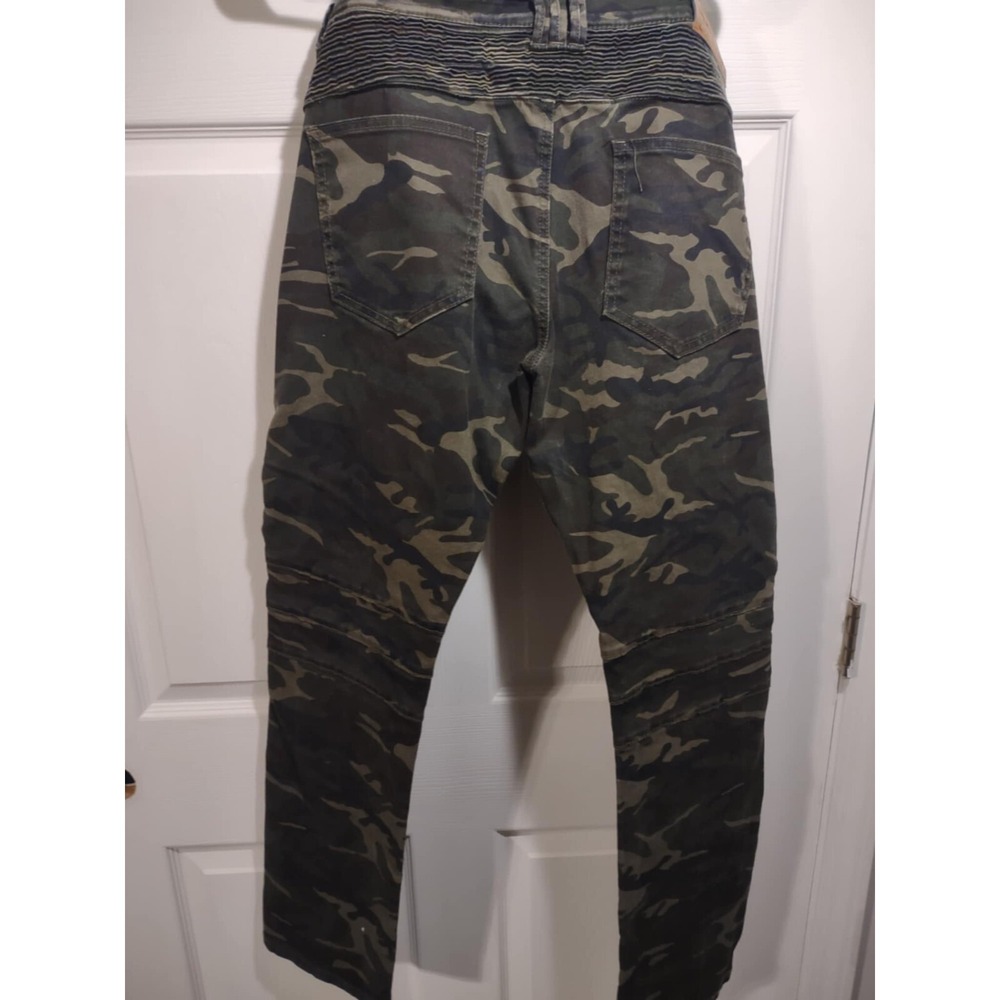 Raw X Mens Moto Biker Jeans Camo Camouflage Ribbed Panel‎ Pants 34x32 Standard